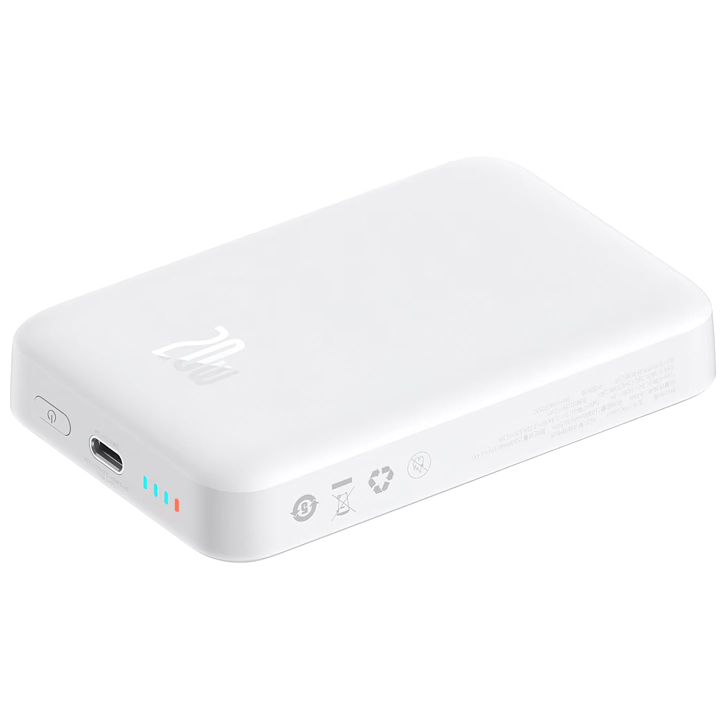 Ekstern batteri Baseus Magnetic Mini, 10000mAh, 20W, PD + FQI, 1 x USB-C, Hvit P10059001223-00