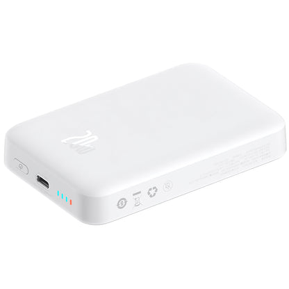 Ekstern batteri Baseus Magnetic Mini, 10000mAh, 20W, PD + FQI, 1 x USB-C, Hvit P10059001223-00