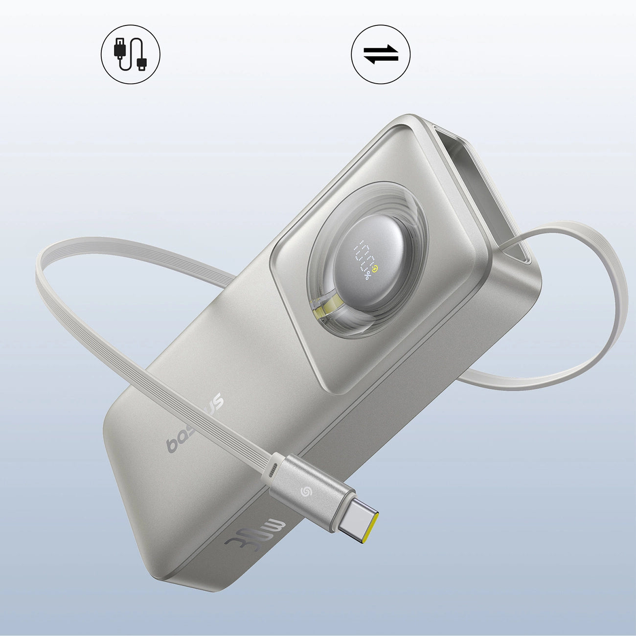 Ekstern batteri Baseus OS Free2Pull, 10000mAh, 30W, PD, 2 x USB-C, Grå P10073701843-00