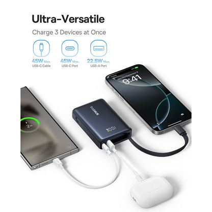 Ekstern batteri Baseus PicoGo, 10000mAh, 45W, QC + PD, 1 x USB-A - 2 x USB-C, Svart P10076803123-00