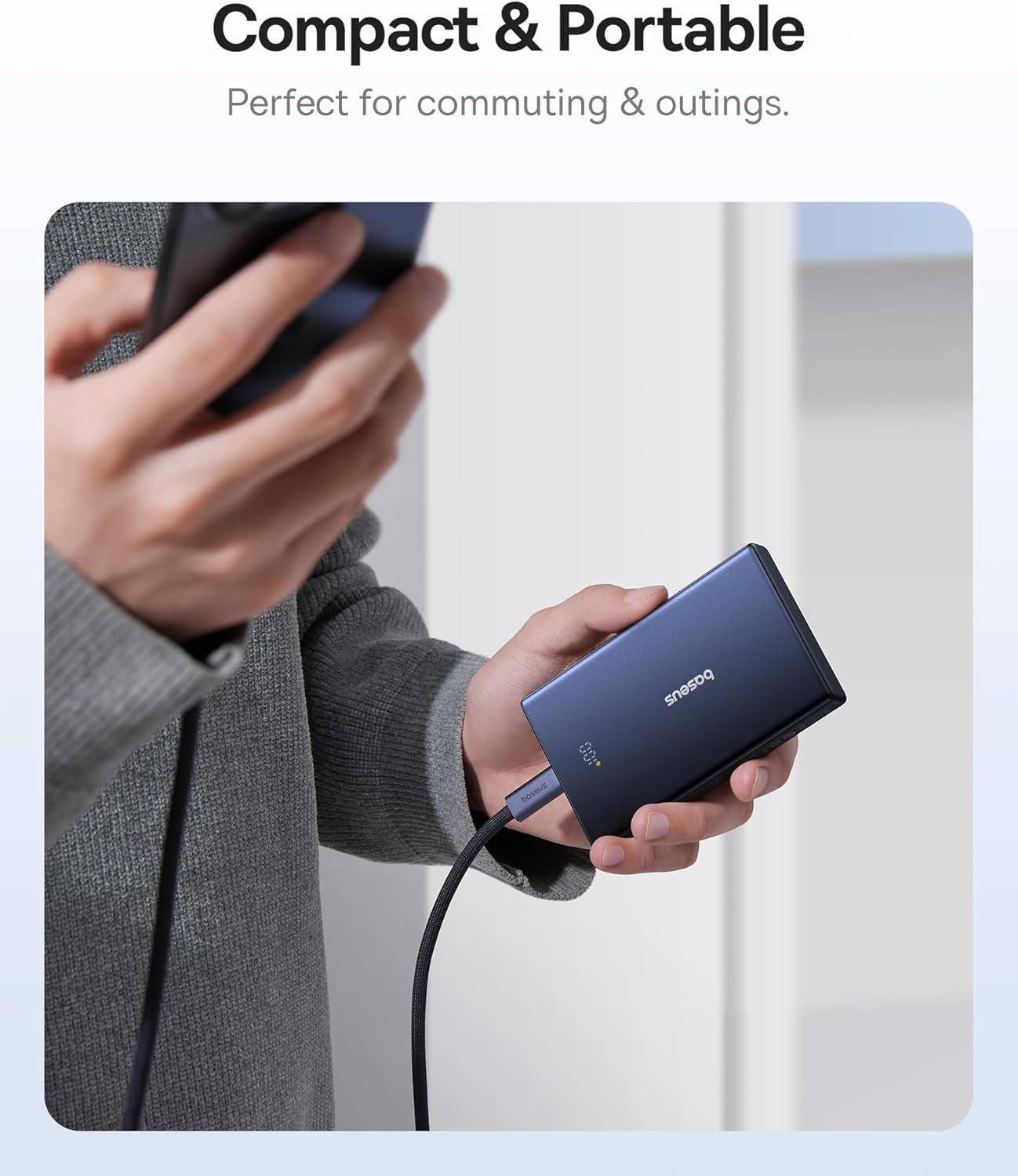 Ekstern Batteri Baseus PicoGo, 10000mAh, 20W, QC + PD, 1 x USB-A - 2 x USB-C, Hvit P10076801213-00