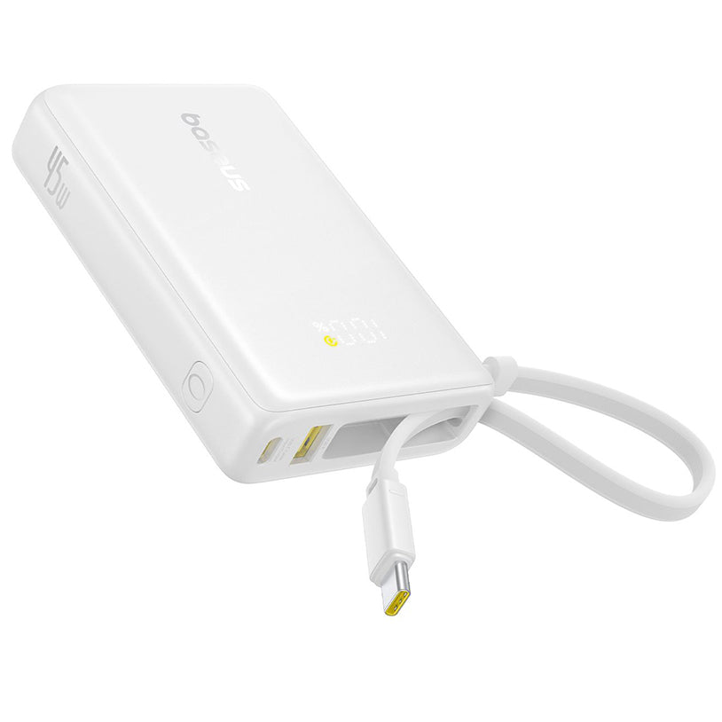 Ekstern batteri Baseus PicoGo, 10000mAh, 45W, QC + PD, 1 x USB-A - 2 x USB-C, Hvit P10076803213-00