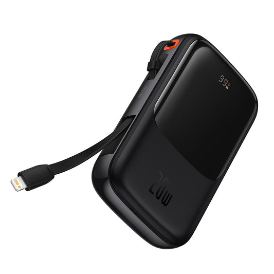 Ekstern batteri Baseus Qpow Pro, 20000mAh, 20W, QC + PD, 1 x Lightning - 1 x USB-A - 1 x USB-C, Svart PPQD040001