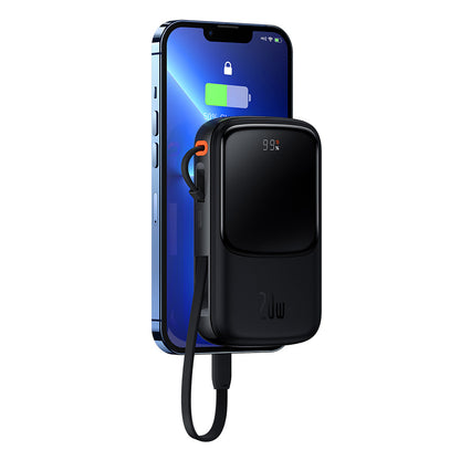 Ekstern batteri Baseus Qpow Pro, 20000mAh, 20W, QC + PD, 1 x Lightning - 1 x USB-A - 1 x USB-C, Svart PPQD040001