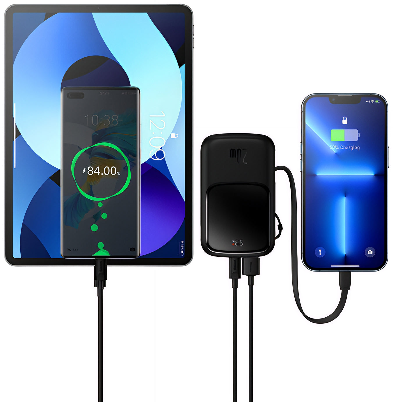 Ekstern batteri Baseus Qpow Pro, 20000mAh, 20W, QC + PD, 1 x Lightning - 1 x USB-A - 1 x USB-C, Svart PPQD060201