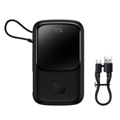 Ekstern batteri Baseus Qpow Pro, 20000mAh, 20W, QC + PD, 1 x Lightning - 1 x USB-A - 1 x USB-C, Svart PPQD040001
