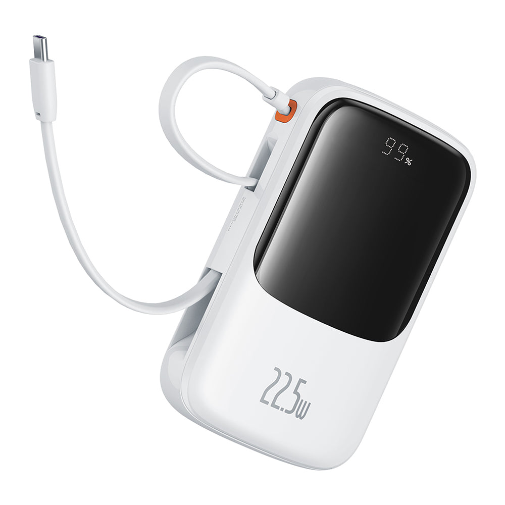 Ekstern batteri Baseus Qpow Pro+, 10000mAh, 22.5W, QC + PD, 1 x USB-A - 2 x USB-C, Hvit P10067101213-00