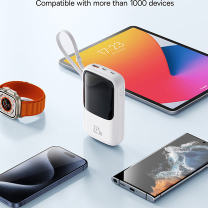 Ekstern batteri Baseus Qpow Pro+, 10000mAh, 22.5W, QC + PD, 1 x USB-A - 2 x USB-C, Hvit P10067101213-00