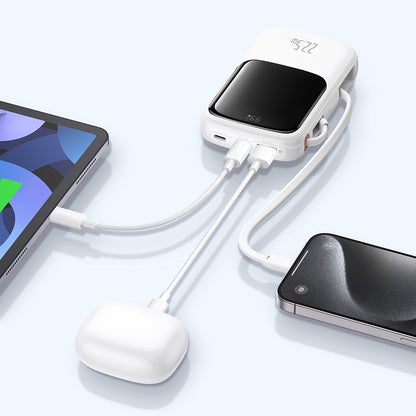 Ekstern batteri Baseus Qpow Pro+, 10000mAh, 22.5W, QC + PD, 1 x USB-A - 2 x USB-C, Hvit P10067101213-00