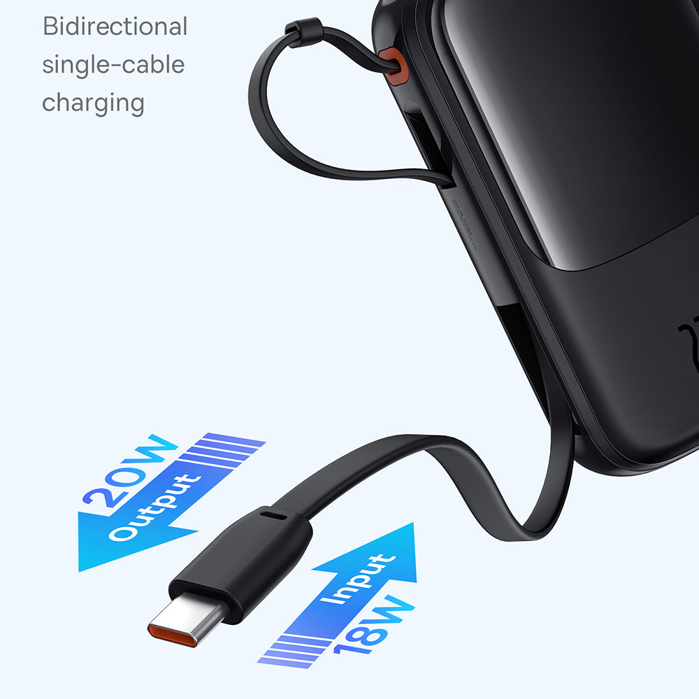 Ekstern batteri Baseus Qpow Pro+, 10000mAh, 22.5W, QC + PD, 1 x USB-A - 2 x USB-C, Svart P10067101113-00