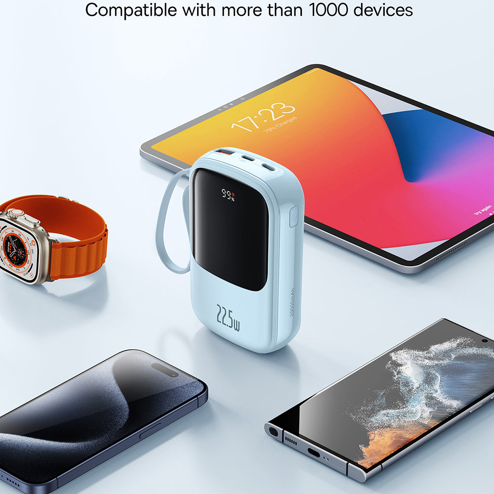 Ekstern batteri Baseus Qpow Pro+, 20000mAh, 22.5W, QC + PD, 1 x USB-A - 2 x USB-C, Blå P10067103313-00