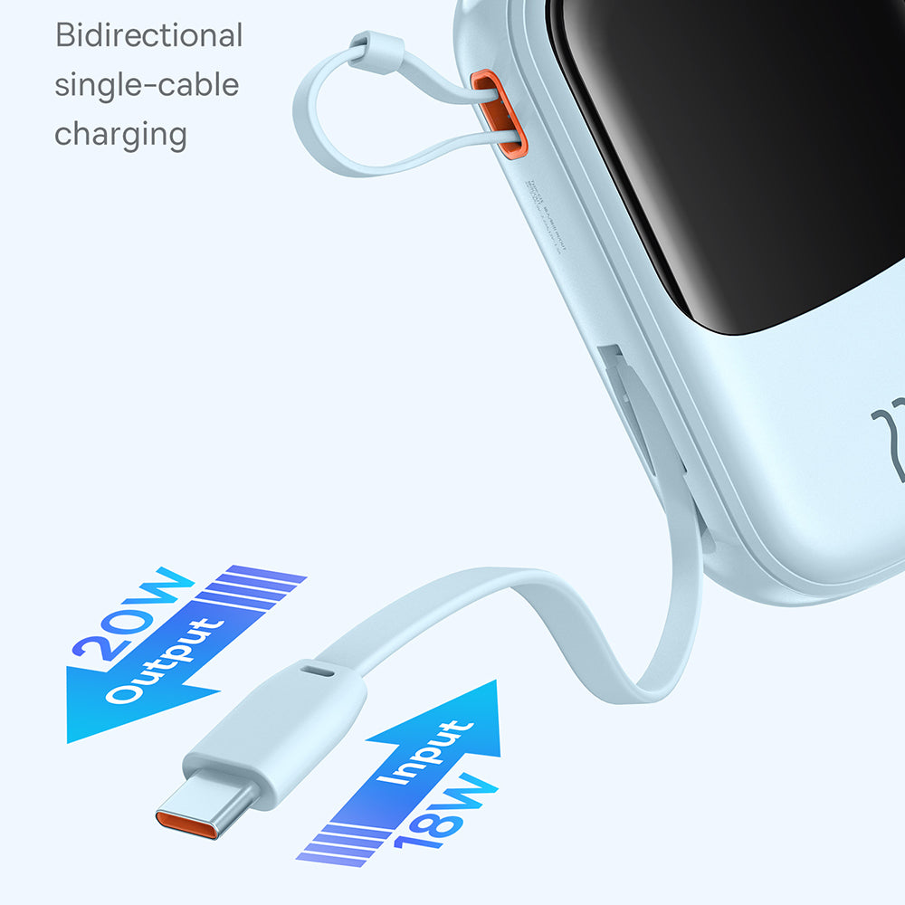 Ekstern batteri Baseus Qpow Pro+, 20000mAh, 22.5W, QC + PD, 1 x USB-A - 2 x USB-C, Blå P10067103313-00