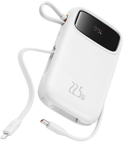 Ekstern batteri Baseus Qpow2, 10000mAh, 22.5W, QC + PD, 1 x Lightning - 1 x USB-A - 2 x USB-C, Hvit P10055003223-00