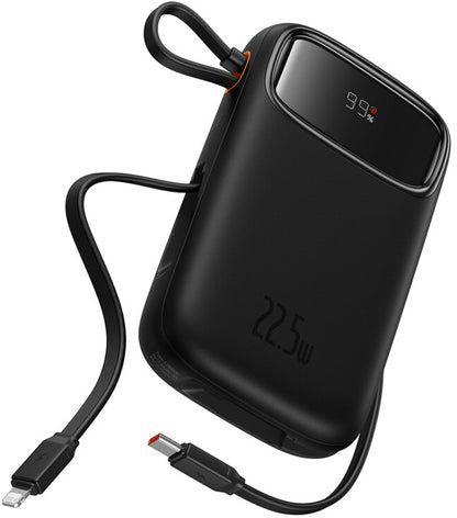 Ekstern batteri Baseus Qpow2, 10000mAh, 22.5W, QC + PD, 1 x Lightning - 1 x USB-A - 2 x USB-C, Svart P10055003113-00
