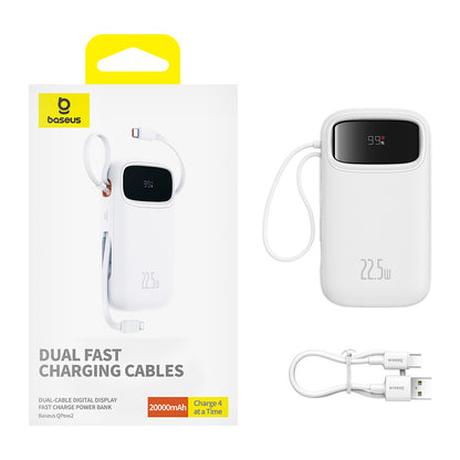Ekstern batteri Baseus Qpow2, 20000mAh, 22.5W, QC + PD, 1 x Lightning - 1 x USB-A - 2 x USB-C, Hvit P10055002223-00