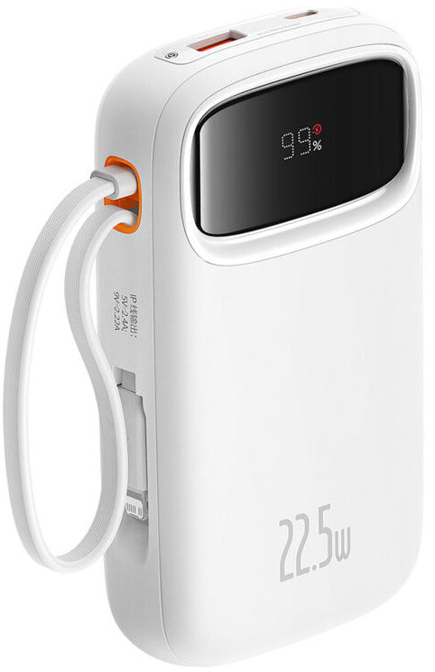 Ekstern batteri Baseus Qpow2, 10000mAh, 22.5W, QC + PD, 1 x Lightning - 1 x USB-A - 2 x USB-C, Hvit P10055003223-00