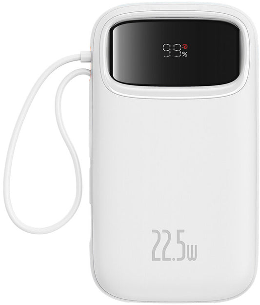 Ekstern batteri Baseus Qpow2, 10000mAh, 22.5W, QC + PD, 1 x Lightning - 1 x USB-A - 2 x USB-C, Hvit P10055003223-00