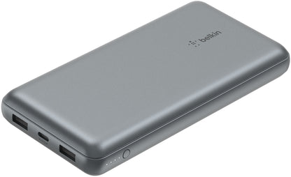 Belkin BoostCharge Pro Ekstern Batteri, 20000mAh, 15W, 1 x USB-C - 2 x USB-A, Grå BPB012btGY