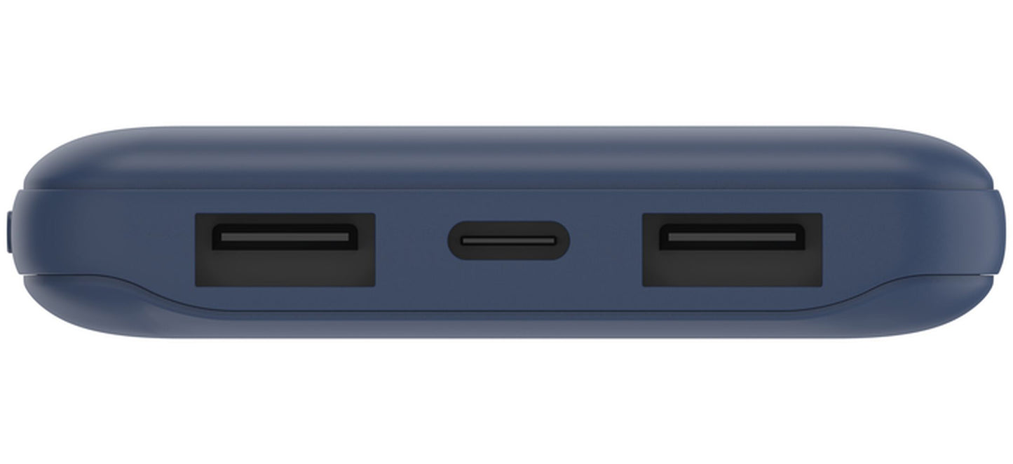 Belkin BoostCharge Ekstern Batteri, 10000mAh, 15W, 1 x USB-C - 2 x USB-A, Marineblå BPB011btBL