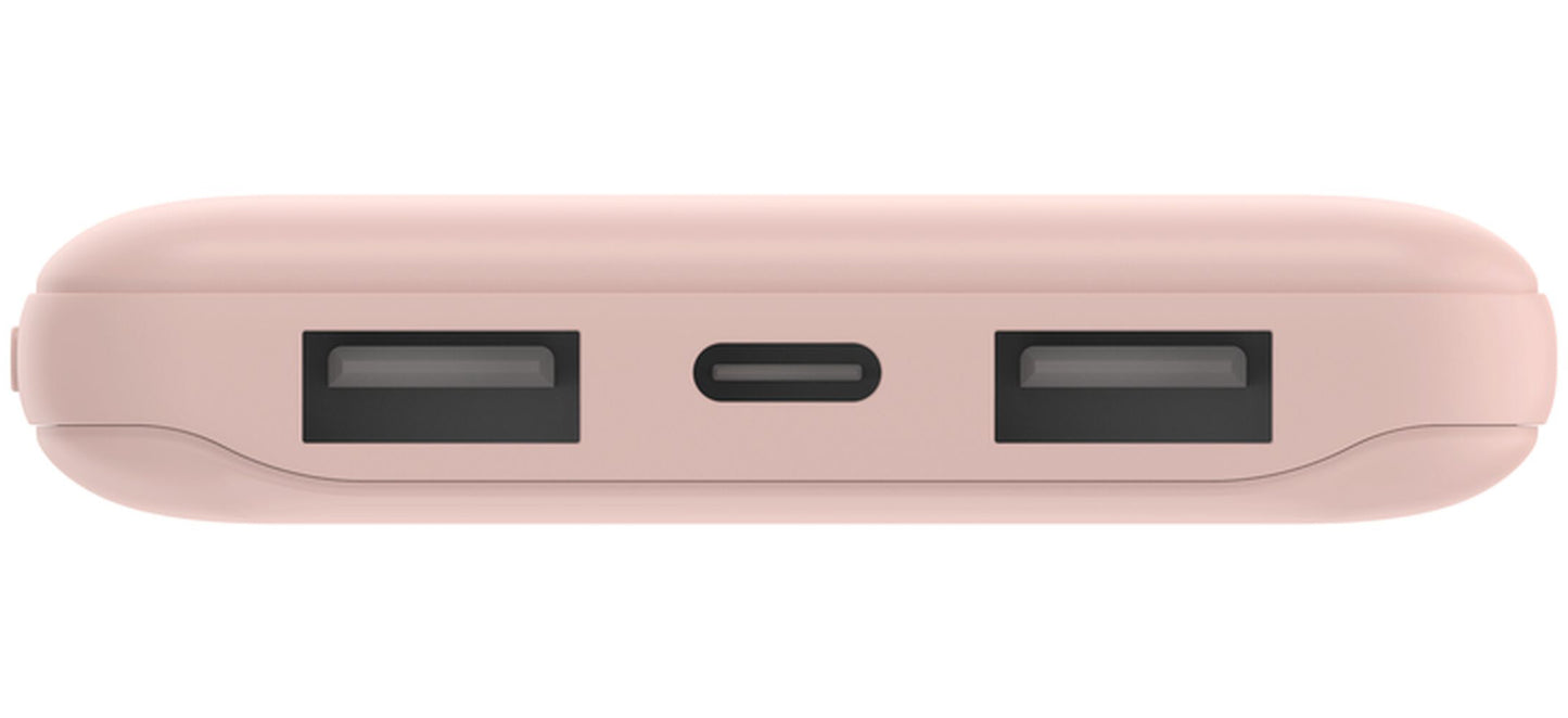 Belkin BoostCharge Ekstern Batteri, 10000mAh, 15W, 1 x USB-C - 2 x USB-A, Rosa BPB011btRG