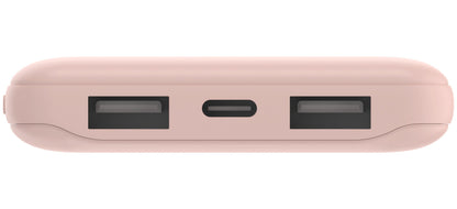 Belkin BoostCharge Ekstern Batteri, 10000mAh, 15W, 1 x USB-C - 2 x USB-A, Rosa BPB011btRG