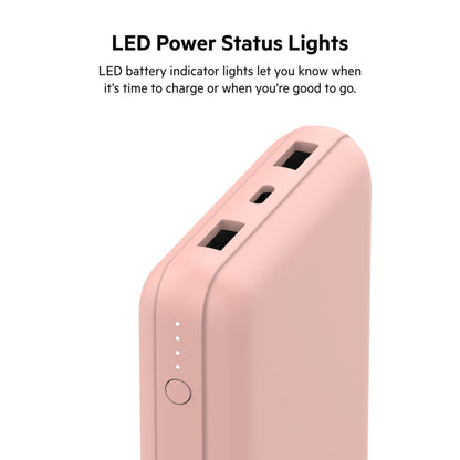 Belkin BoostCharge Ekstern Batteri, 20000mAh, 15W, 1 x USB-C - 2 x USB-A, Rosa Gull BPB012btRG