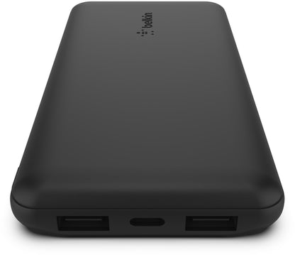 Belkin BoostCharge Ekstern Batteri, 10000mAh, 15W, 1 x USB-C - 2 x USB-A, Svart BPB011btBK