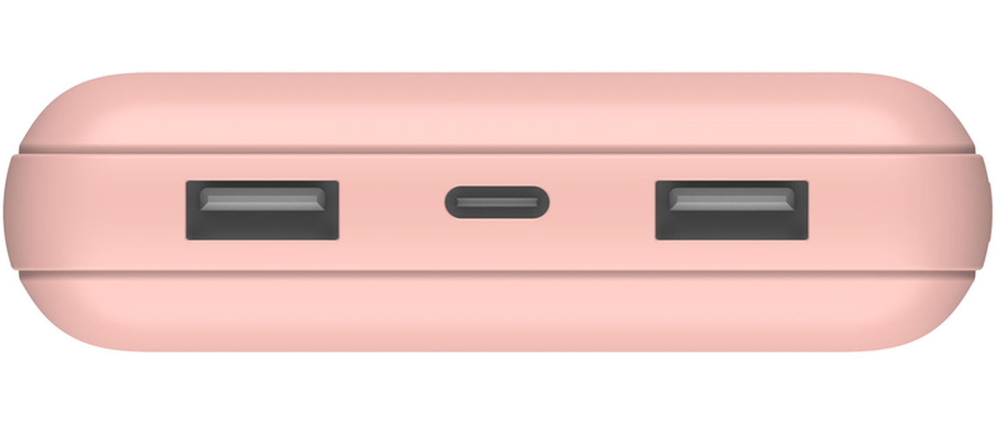 Belkin BoostCharge Ekstern Batteri, 20000mAh, 15W, 1 x USB-C - 2 x USB-A, Rosa Gull BPB012btRG