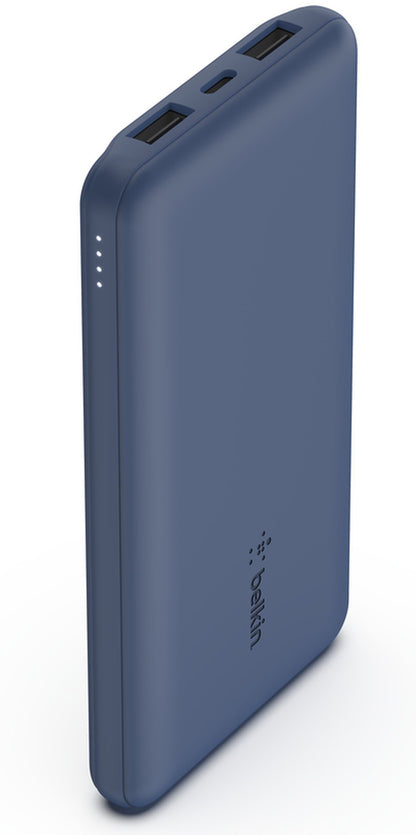 Belkin BoostCharge Ekstern Batteri, 10000mAh, 15W, 1 x USB-C - 2 x USB-A, Marineblå BPB011btBL