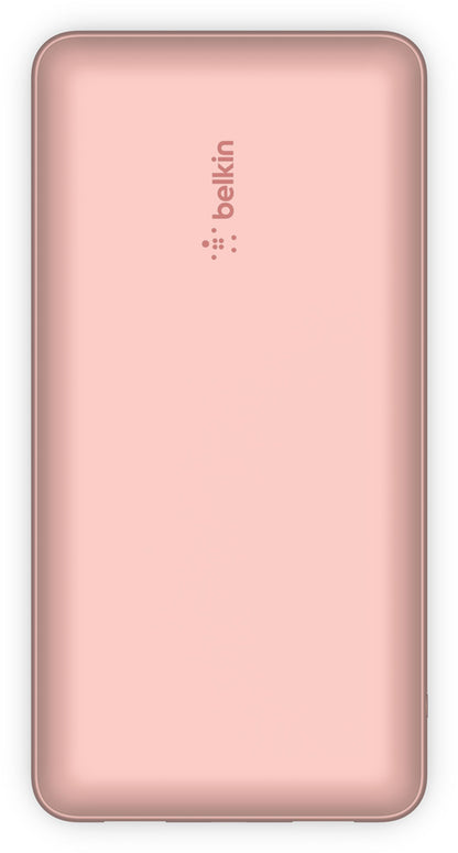 Belkin BoostCharge Ekstern Batteri, 20000mAh, 15W, 1 x USB-C - 2 x USB-A, Rosa Gull BPB012btRG