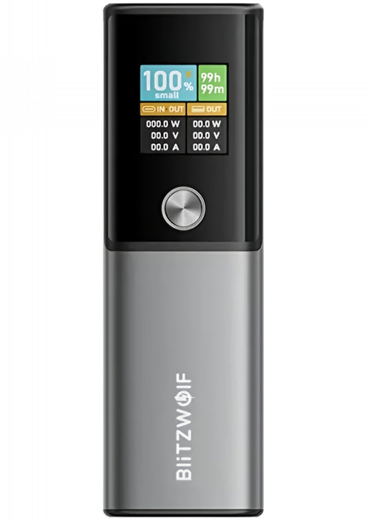 Ekstern batteri BlitzWolf BW-P23, 14000mAh, 100W, QC + PD, 1 x USB-A - 1 x USB-C, Grå