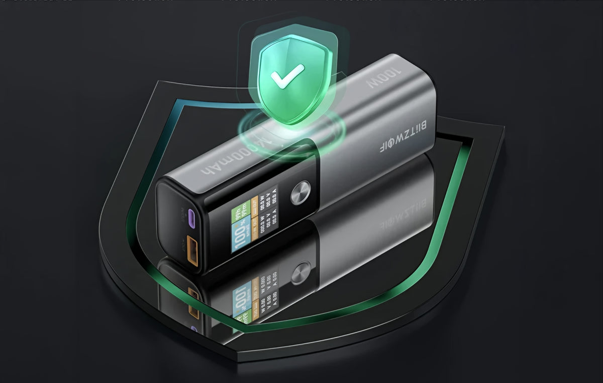Ekstern batteri BlitzWolf BW-P23, 14000mAh, 100W, QC + PD, 1 x USB-A - 1 x USB-C, Grå