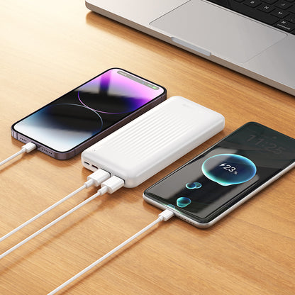 Borofone BJ78 Clever Ekstern Batteri, 10000mAh, 10W, 2 x USB-A, Hvit