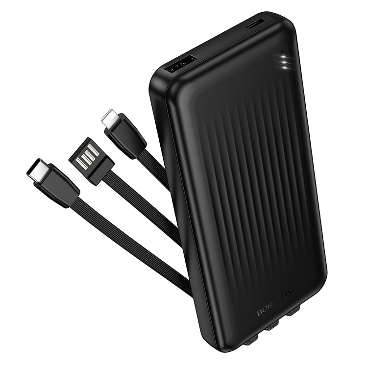 Ekstern Batteri Borofone BJ79 Clever, 10000mAh, 10W, 1 x Lightning - 1 x USB-A - 1 x USB-C, Svart