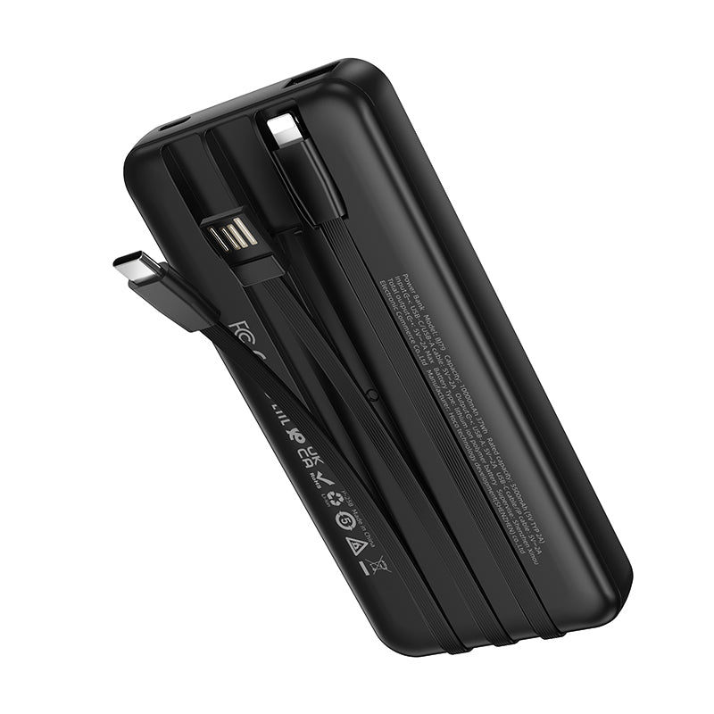 Ekstern Batteri Borofone BJ79 Clever, 10000mAh, 10W, 1 x Lightning - 1 x USB-A - 1 x USB-C, Svart