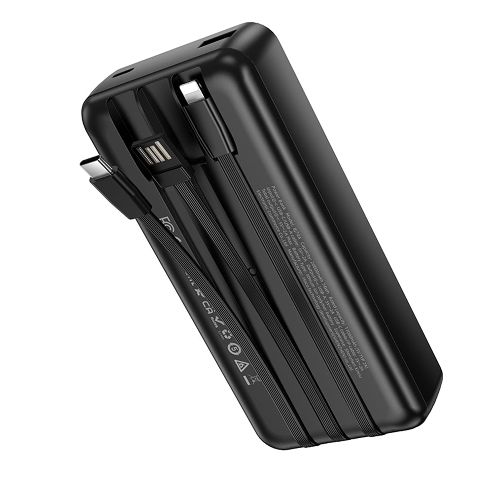Ekstern batteri Borofone BJ79 Clever, 20000mAh, 10W, 1 x Lightning - 1 x USB-A - 1 x USB-C, Svart