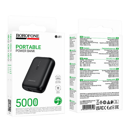 Borofone BJ81 Stability Ekstern Batteri, 5000mAh, 10W, 1 x USB-A, Svart