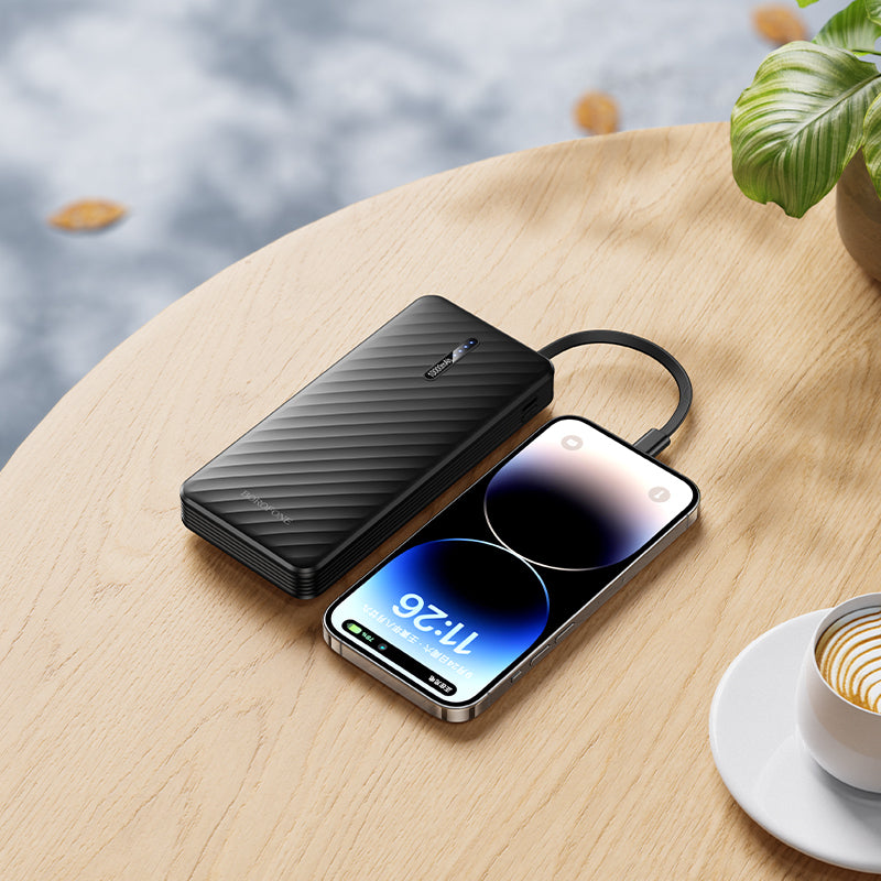 Borofone BJ84 Smooth Ekstern Batteri, 10000mAh, 10W, 1 x Lightning - 1 x microUSB - 1 x USB-A - 1 x USB-C, Svart