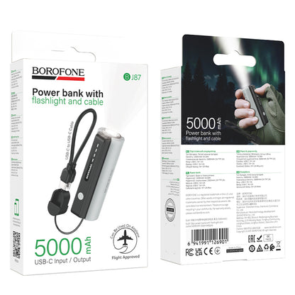Borofone BJ87 Star Ekstern Batteri, 5000mAh, 10W, 1 x USB-C, Grå