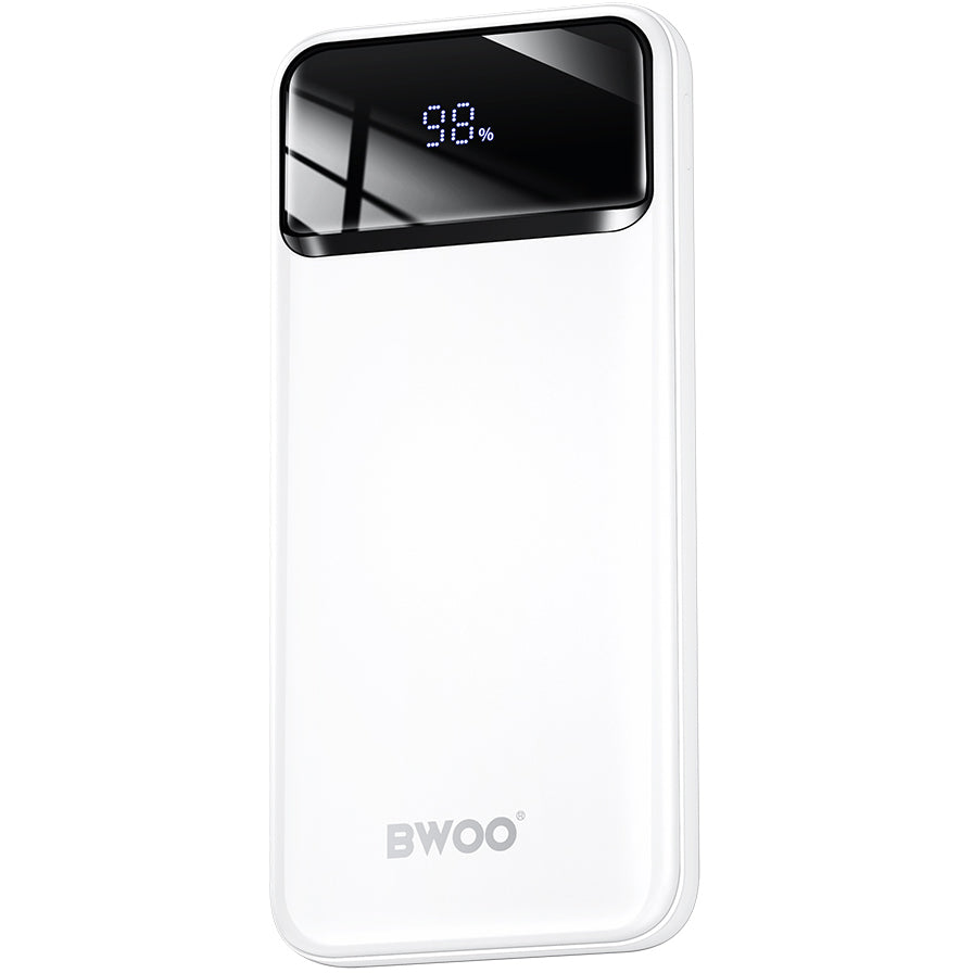 Ekstern batteri BWOO BO-P34, 10000mAh, 22,5W, QC + PD, 1 x USB-C - 2 x USB-A, hvit