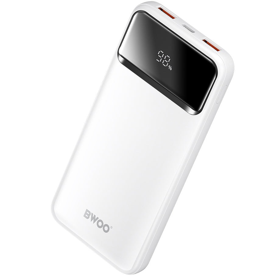 Ekstern batteri BWOO BO-P34, 10000mAh, 22,5W, QC + PD, 1 x USB-C - 2 x USB-A, hvit