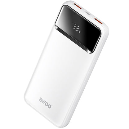 Ekstern batteri BWOO BO-P34, 10000mAh, 22,5W, QC + PD, 1 x USB-C - 2 x USB-A, hvit