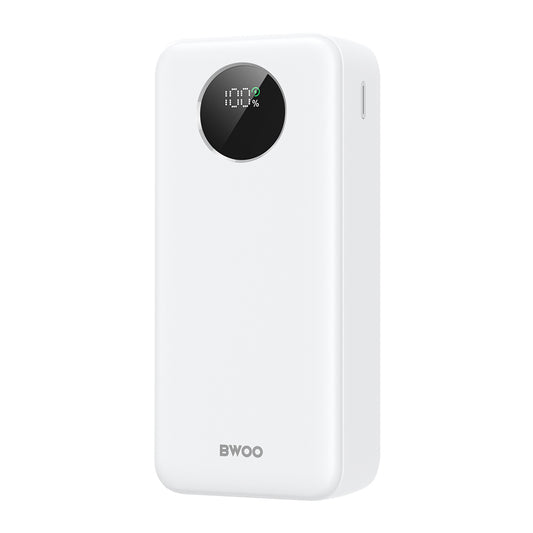 Ekstern Batteri BWOO BO-P64, 30000mAh, 22.5W, QC + PD, 1 x USB-C - 2 x USB-A, Hvit