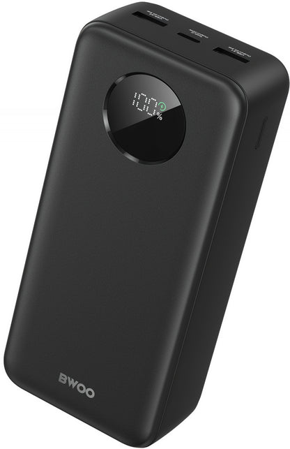 Ekstern batteri BWOO BO-P64, 30000mAh, 22.5W, QC + PD, 1 x USB-C - 2 x USB-A, Svart