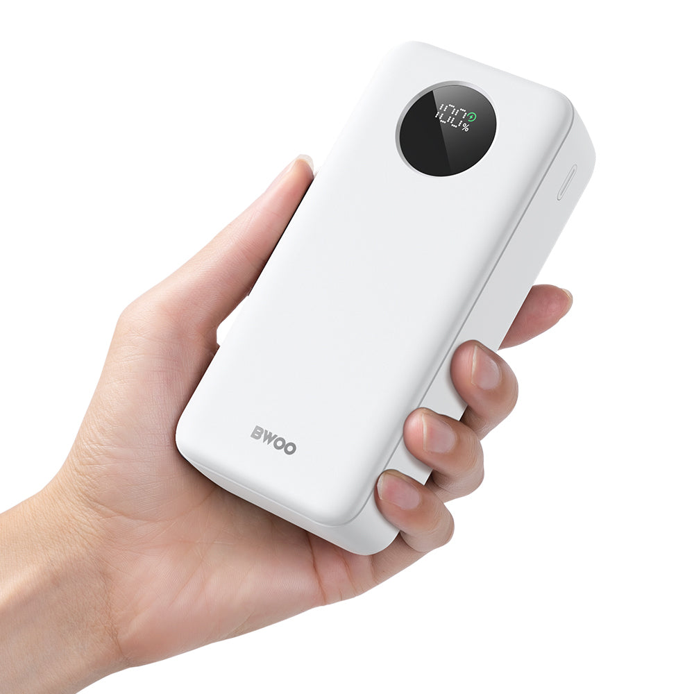 Ekstern Batteri BWOO BO-P64, 30000mAh, 22.5W, QC + PD, 1 x USB-C - 2 x USB-A, Hvit