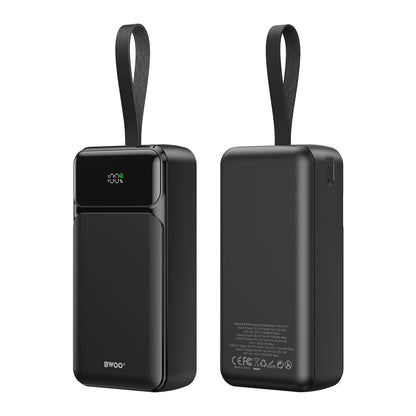 Ekstern Batteri BWOO BO-P66, 30000mAh, 65W, QC + PD, 1 x USB-C - 2 x USB-A, Svart