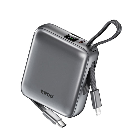 Ekstern Batteri BWOO BO-P74, 10000mAh, 22.5W, PD, 1 x Lightning - 2 x USB-C, Svart