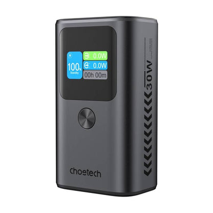 Ekstern batteri Choetech B701, 10000mAh, 30W, QC + PD, 1 x USB-A - 2 x USB-C, Svart