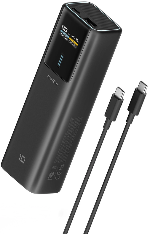Ekstern Batteri Cuktech, 10000mAh, 150W, QC + PD, 1 x USB-A - 1 x USB-C, Svart CKPB100PGLBL