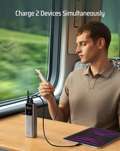 Ekstern Batteri Cuktech, 10000mAh, 150W, QC + PD, 1 x USB-A - 1 x USB-C, Grå CKPB100PGLBK